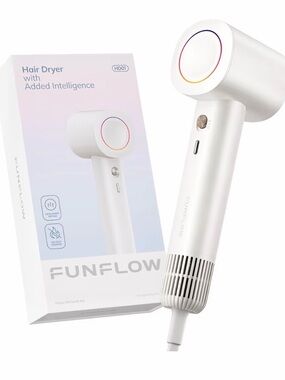FUNFLOW White Hair Dryer with Color Accent